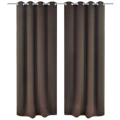 Set di 2 tende oscuranti con occhielli 135x245cm in tessuto marrone