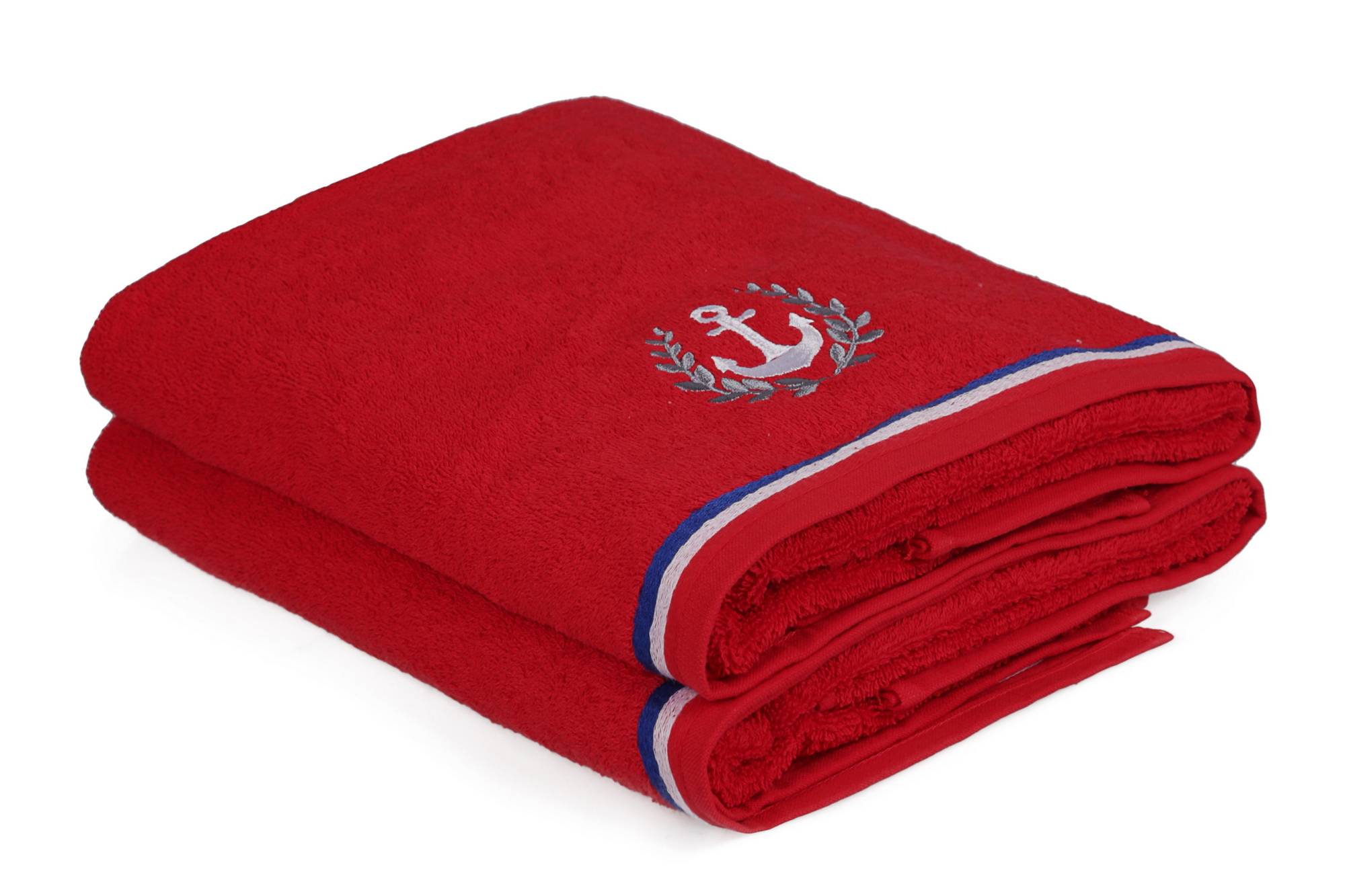 Juego de 2 toallas Anchora 70 x 140 cm Algodón Rojo