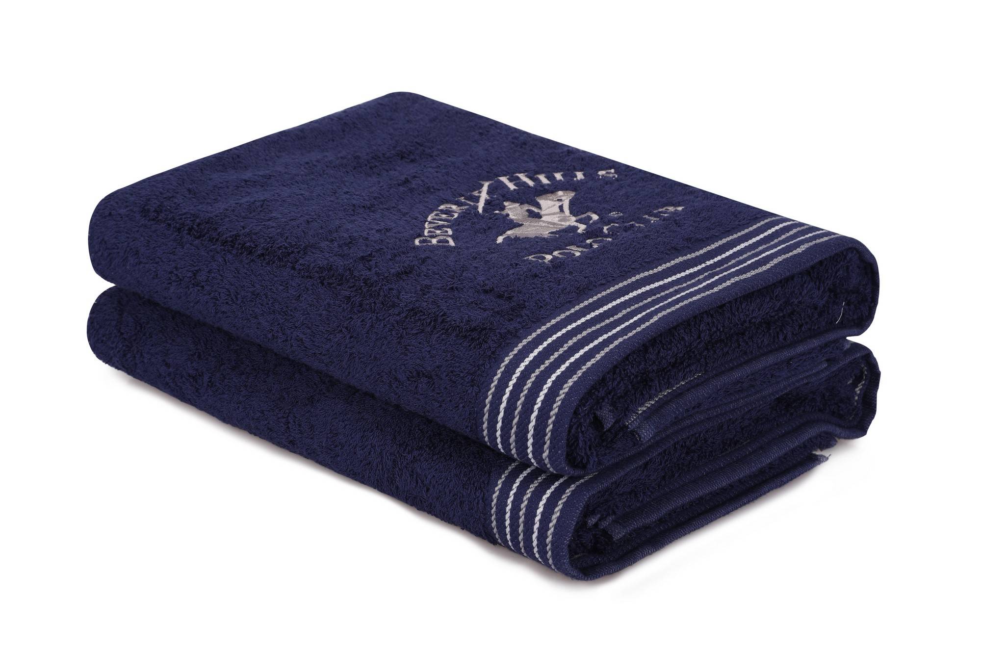 Set van 2 Sericeus Handdoeken 70 x 140 cm Katoen Middernachtblauw