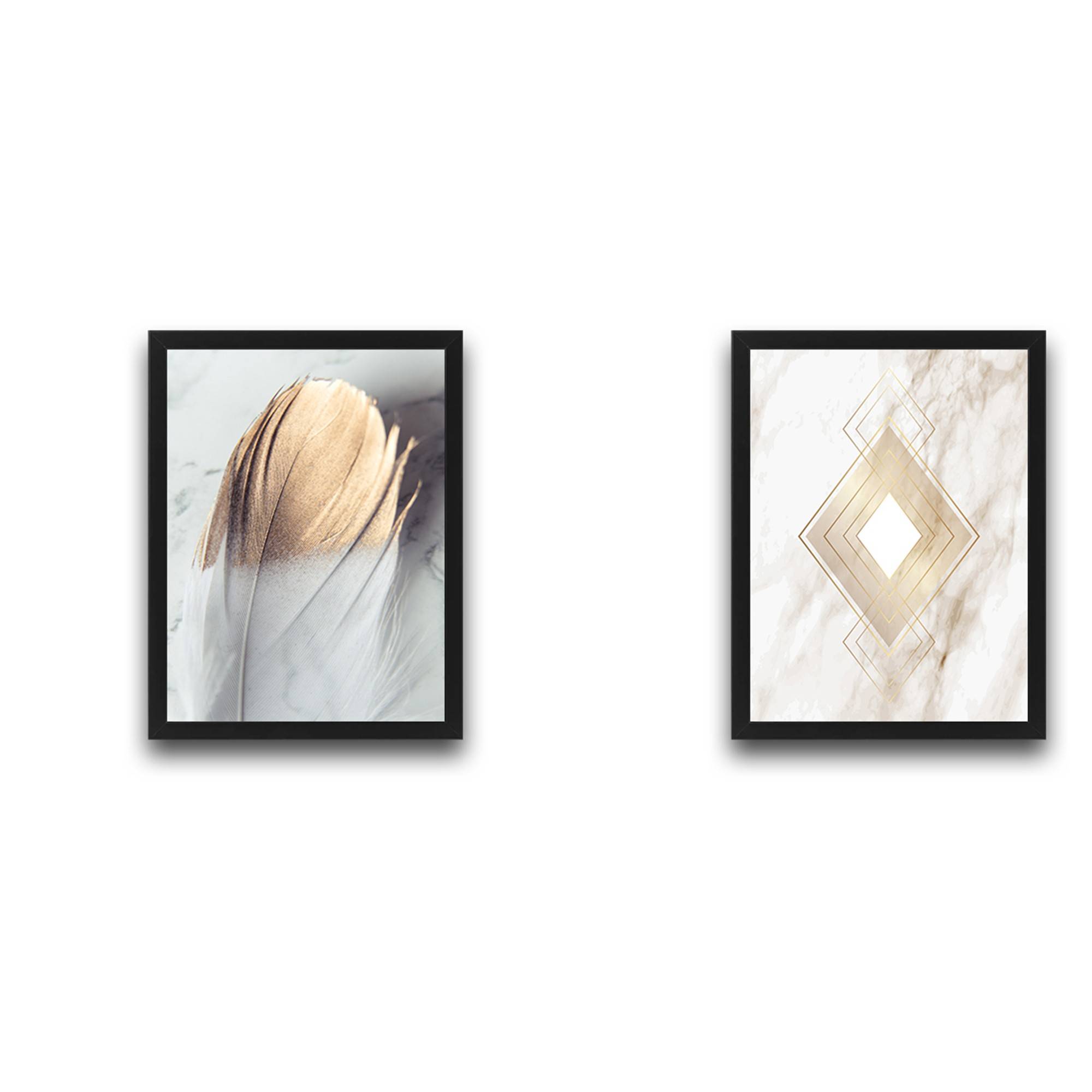 Set van 2 decoratieve verven Duo objets d'or model A Papier en gelamineerd paneel Multicolour 
