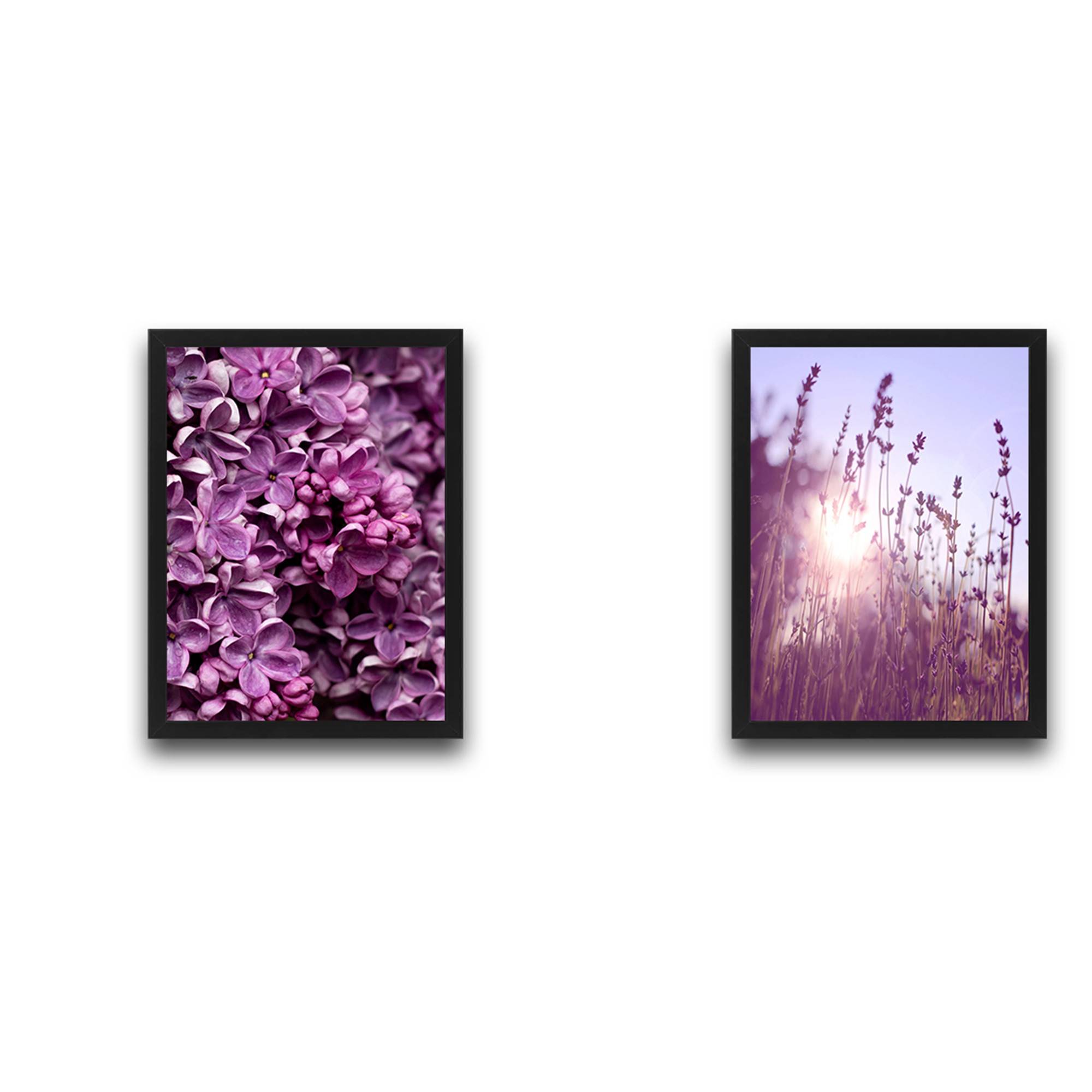 Set di 2 quadri Duo L30xH40cm Motivo floreale lilla e lavanda Viola
