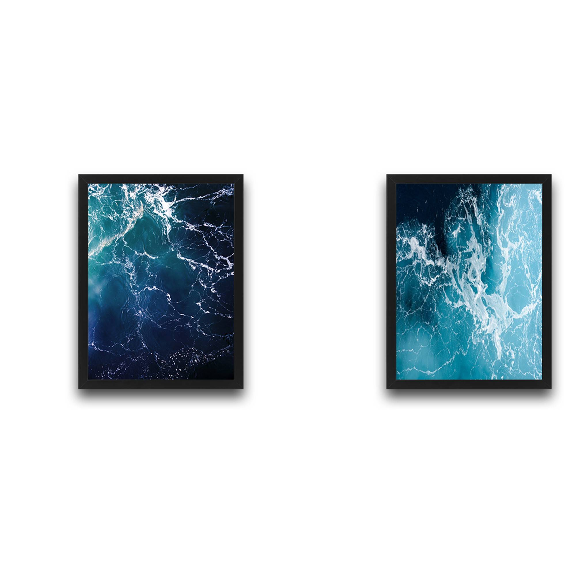Set van 2 schilderijen Duo L30xH40cm Motief Stormachtige Zee Zwart en Wit