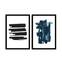 Lot de 2 tableaux encadrée en Noir Pictor L74xH51cm Motif Abstrait Noir, Blanc et Bleu foncé