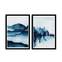 Lot de 2 tableaux encadrée en Noir Pictor L74xH51cm Motif Montagnes en aquarelle, Nuance de Bleu