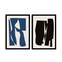 Lot de 2 tableaux encadrée en Noir Pictor L74xH51cm Motif Nordique abstrait, Art créatif Bleu et Noir