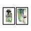 Lot von 2 Bildern gerahmt in Schwarz Pictor L74xH51cm Abstraktes Motiv, Pflanzen in Aquarell Grün und Weiß