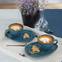 Set van 2 Letitia ovale koffiekopjes en schoteltjes 215ml Blauw Keramiek
