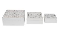 Set di 3 scatole in stile orientale con modanature Hypnosis bianche