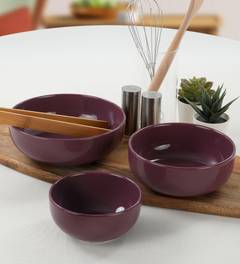 3er-Set Okino-Keramikschalen, 3-dimensional, Violett