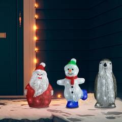 Set di 3 statuette natalizie a LED multicolore