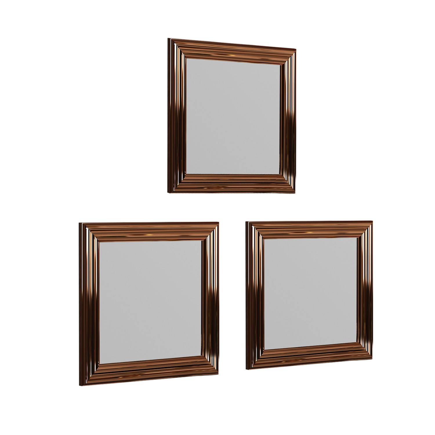 Set di 3 specchi da parete Kafka 40x40cm Legno Bronzo