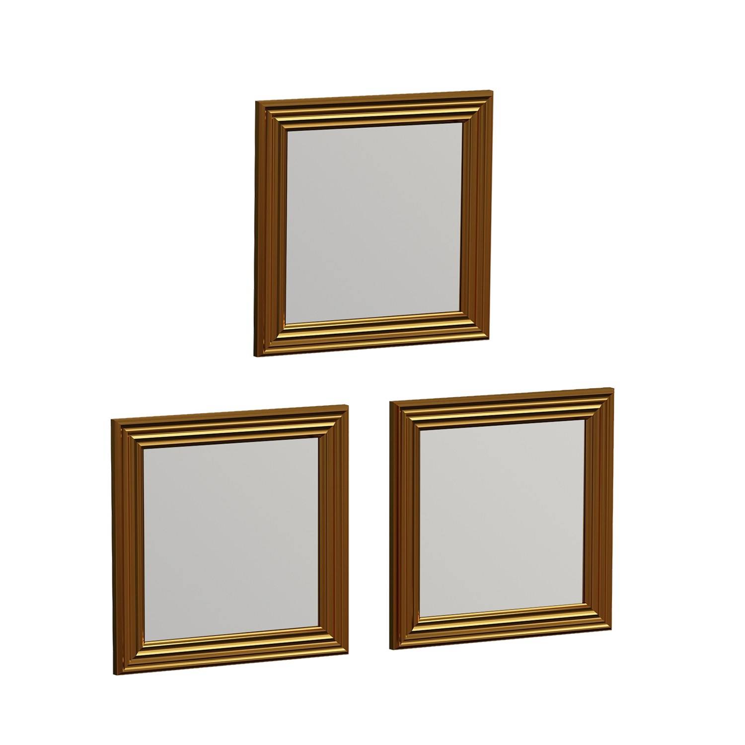 Set di 3 specchi da parete Kafka 40x40cm Legno Oro