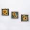 Set di 3 quadri Chronosol 15x15cm Pino massiccio naturale e tela Sunflower