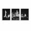 Set di 3 dipinti con cornice bianca L109xH50cm Silhouette di New York in bianco e nero