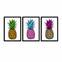 Set di 3 dipinti incorniciati in Black Pictor L109xH50cm Il colorato design ananas di Andy Warhol