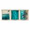 Lotto di 3 dipinti incorniciati in Gold Pictor L76.5xH28.5cm Pattern Blue and Beige Ocean Wave Landscapes
