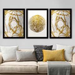 Set di 3 immagini incorniciate Eula nere L35xH45cm Motivo circolare oro e bianco