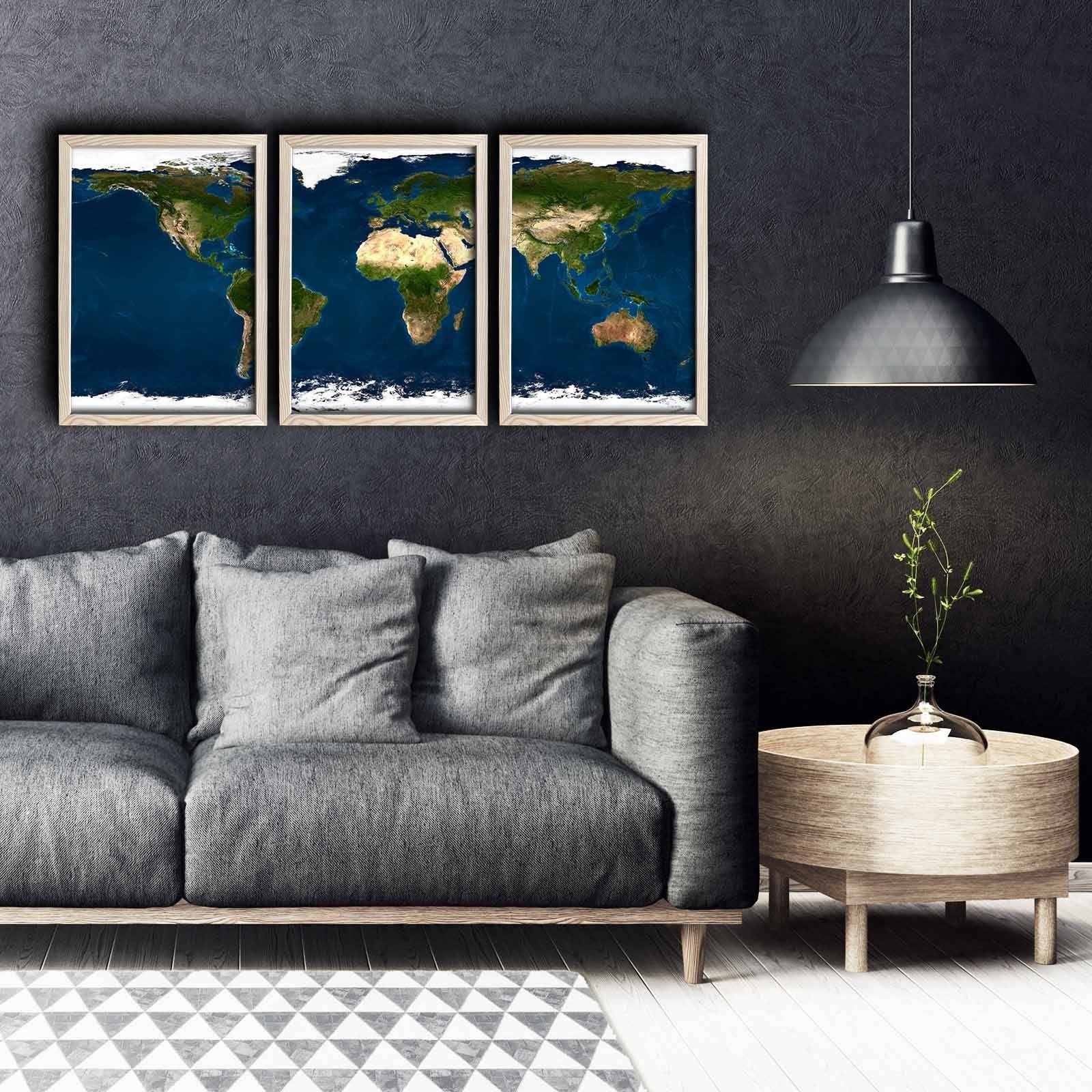 Set van 3 Pictura wereldkaart decoratieve planken MDF Hout Multicolour