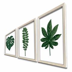 Pictura Set di 3 stampe di foglie tropicali