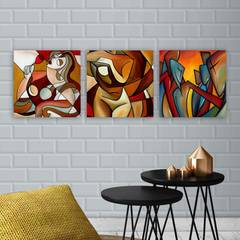 Set van 3 decoratieve schilderijen kubisme vrouwelijkheid Scaenicos Canvas Hout Multicolour
