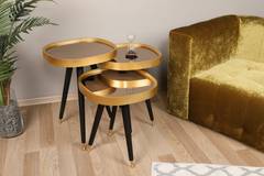 Set di 3 tavoli rotondi Sitchas Pannello melaminico Gold