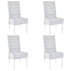 4er-Set Gabra Rattan Dining Chairs Weiß