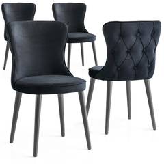 Set van 4 boudoir stijl gestoffeerde stoelen Eowyn Velvet Black