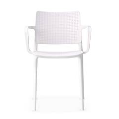 Set aus 4 stapelbaren Stühlen mit perforierter Sitzfläche und Rückenlehne Hollyne Weiß