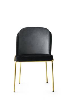 Set di 4 sedie Kymil in metallo dorato e velluto nero