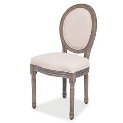 Set aus 4 Stühlen Louis XVI Patiniertes Holz & Velours Cremeweiß