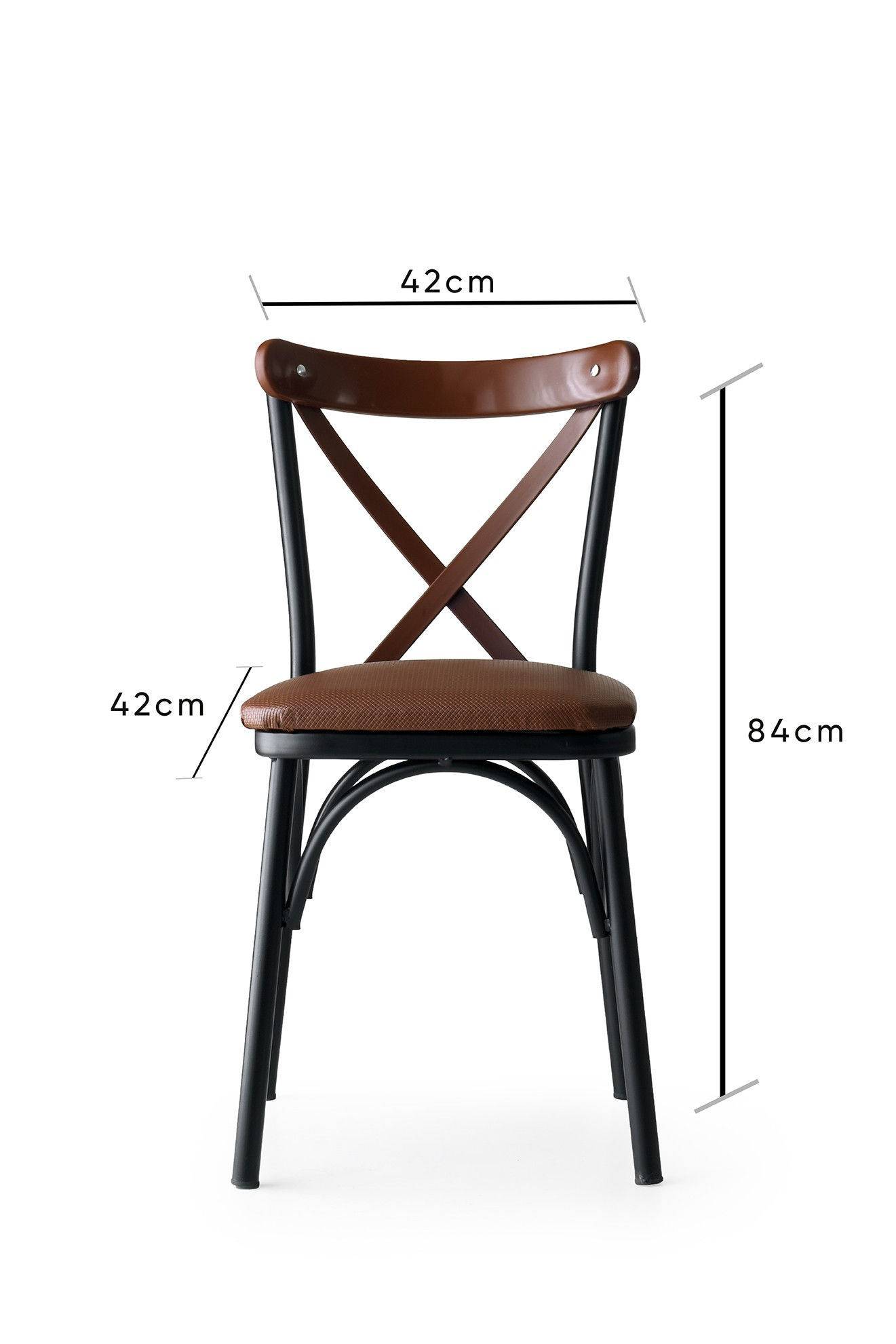 Table en verre et chaises marron CROSS - Ensemble Table/Chaise