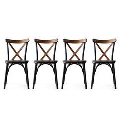 Set aus 4 Stühlen Rostam Metall Schwarz und dunkles Massivholz