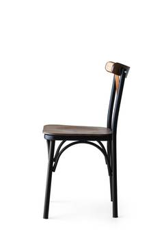 Set aus 4 Stühlen Rostam Metall Schwarz und dunkles Massivholz