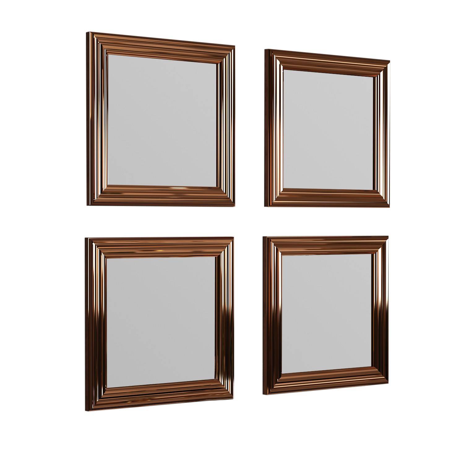 Set di 4 specchi da parete Kafka 40x40cm Legno Bronzo