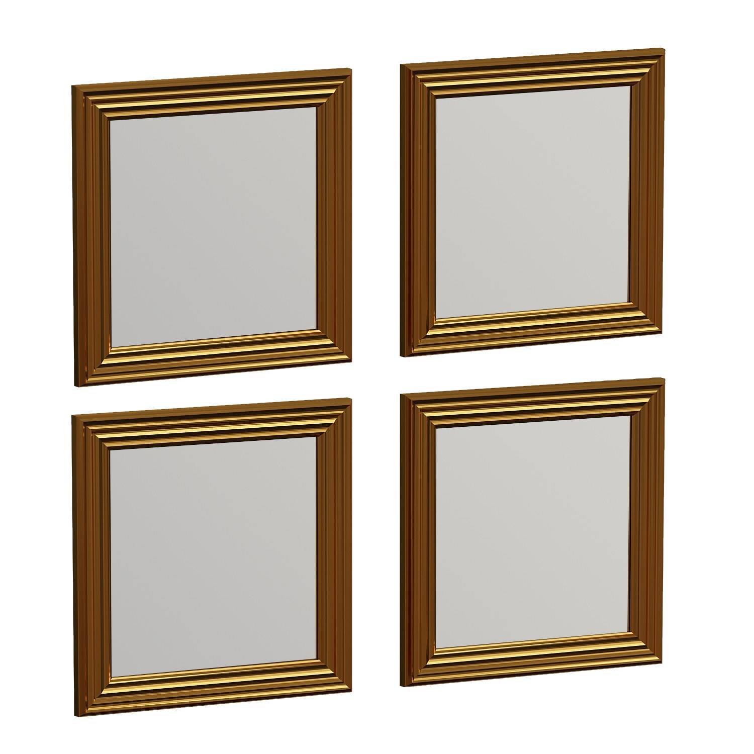 Set di 4 specchi da parete Kafka 40x40cm Legno Oro