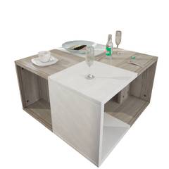 Juego de 4 mesas de centro Adiunxi Panel de melamina blanca y corcho