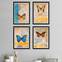 Set di 4 dipinti con cornice Eula neri 35x45 cm Motivo farfalle multicolori