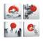 Assortiment van 4 afbeeldingen van Azië Pictura 30 x 30 cm Canvas Polycoton Hout Zwart Wit Rood
