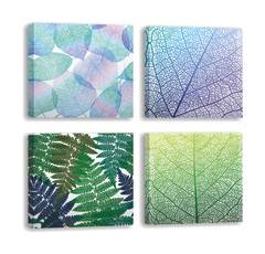 Set mit 4 Pictura-Tafeln 30 x 30 cm Blaues und grünes Blattmuster