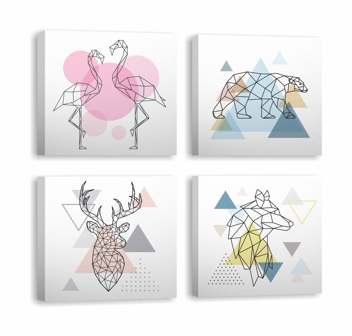 Set van 4 Pictura borden 30x30cm Animal Origami patroon