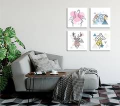 Lot de 4 tableaux Pictura L30xH30cm Motif Origami animaux Multicolore