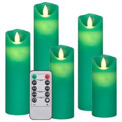Lot de 5 bougies électriques avec télécommande Glory Menthe LED Blanc chaud