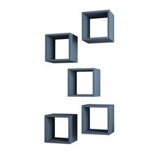 Set van 5 kubus Pyxis wandplanken L30xH30cm Blauw