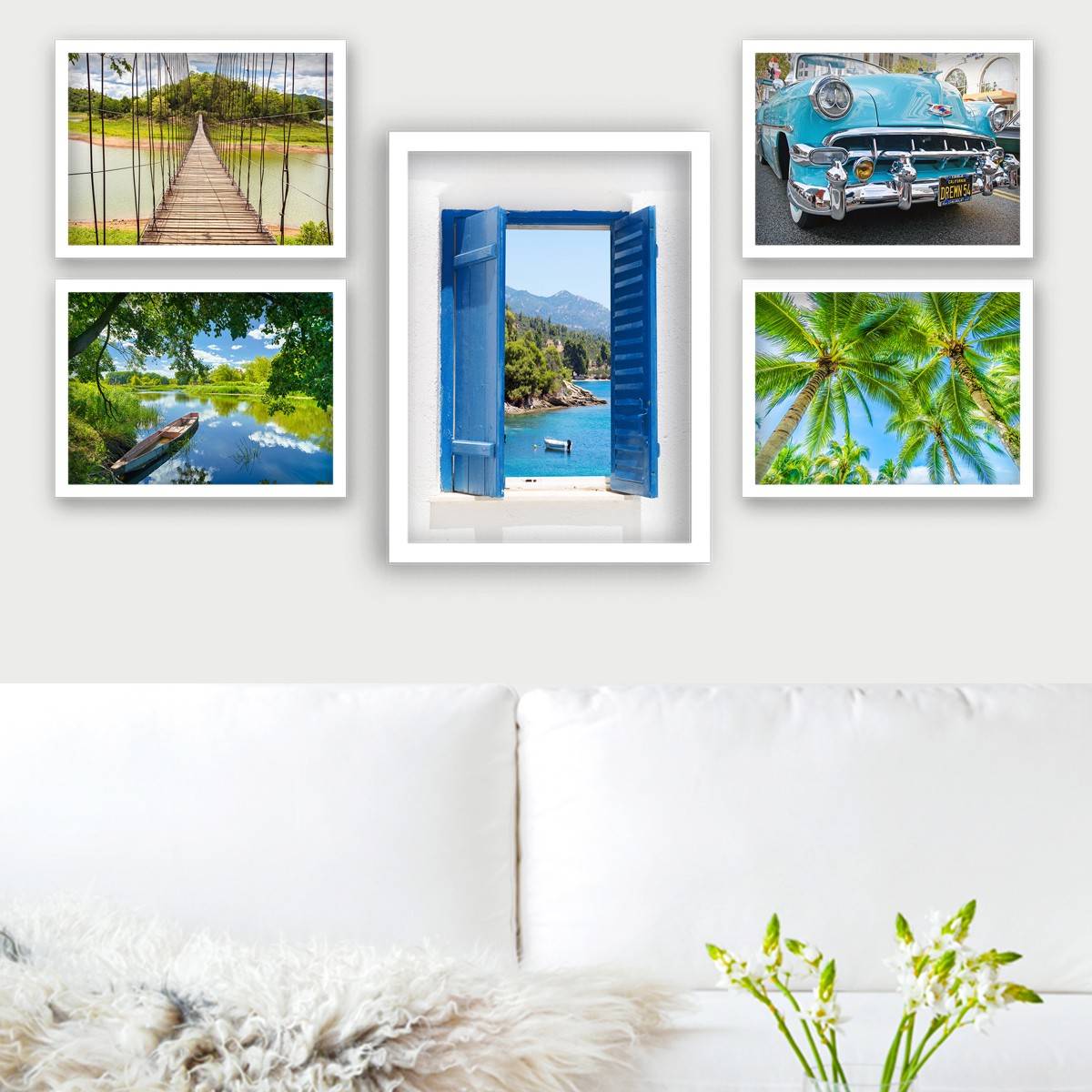 Set van 5 witte fotoafdrukken van Aranea Tropical Escape