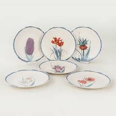 Set von 6 Tellern Iret D25cm Keramik Blumenmotiv