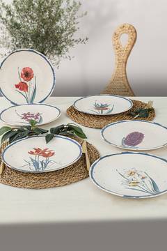 Set di 6 piatti Iret D25cm Ceramica design floreale