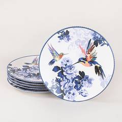 Set di 6 Barnaby D26 cm in ceramica con motivo floreale e colibrì