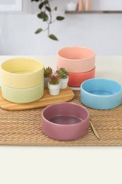 Set mit 6 mehrfarbigen Akiya-Schalen aus Keramik
