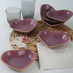 Lot de 6 bols en forme de coeur Beni Céramique Violet