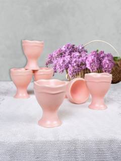 Confezione da 6 portauovo Pollito 100 in ceramica Rosa opaco